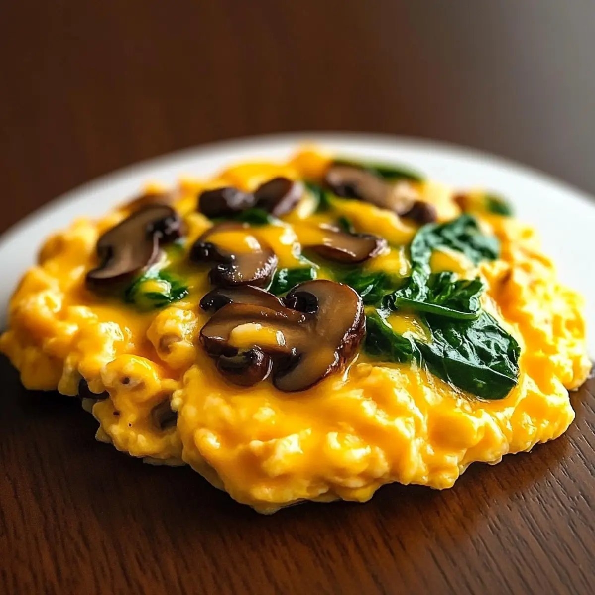 10-Minute Mushroom Spinach Scrambled Eggs