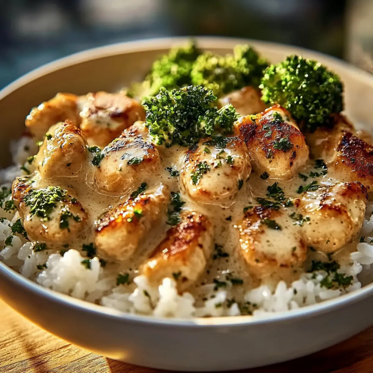 CREAMY GARLIC CHICKEN RICE BOWLS
