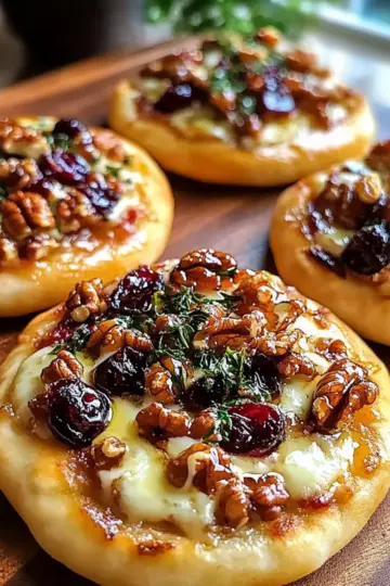 Mini Pizza with Brie, Cranberries & Toasted Walnuts