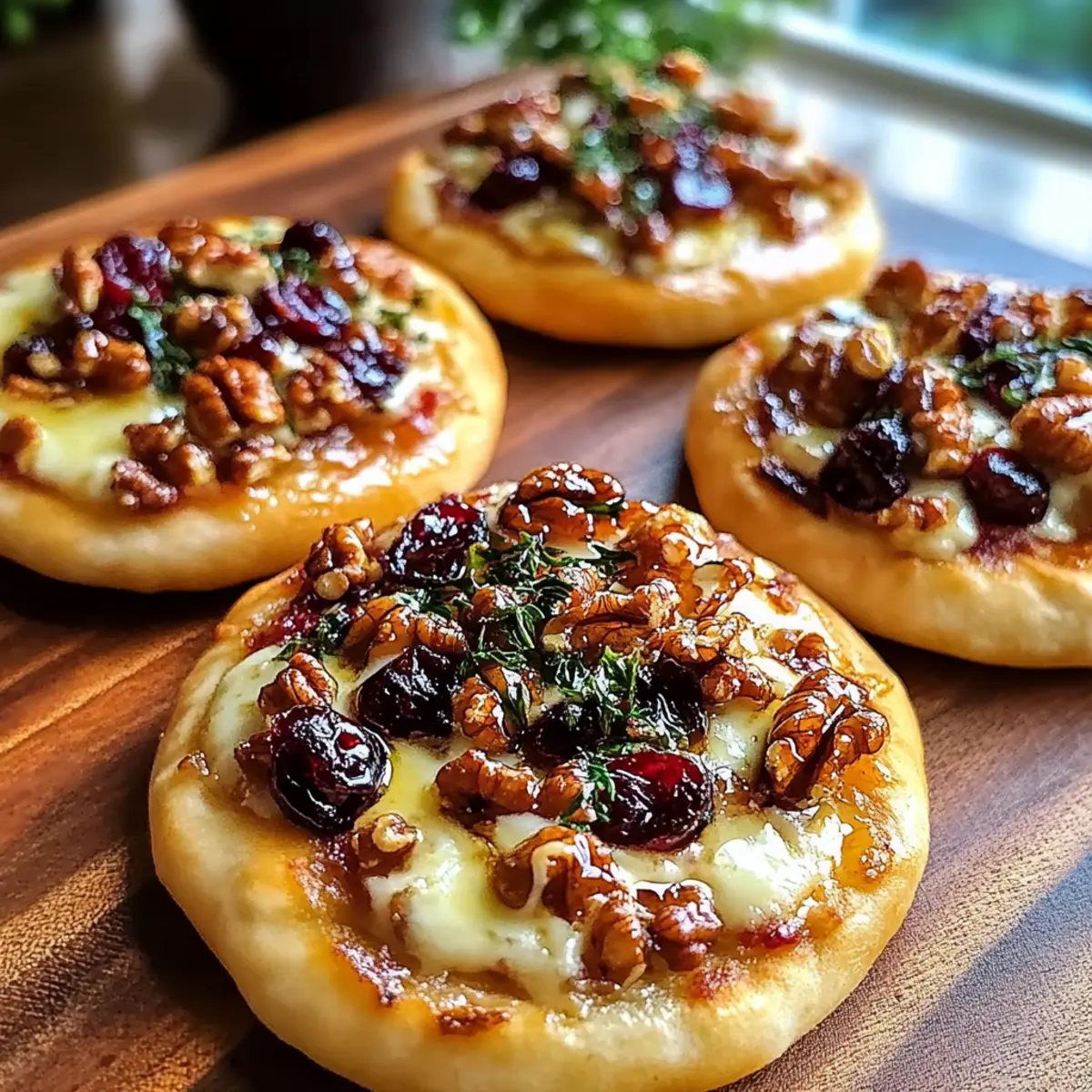 Mini Pizza with Brie, Cranberries & Toasted Walnuts