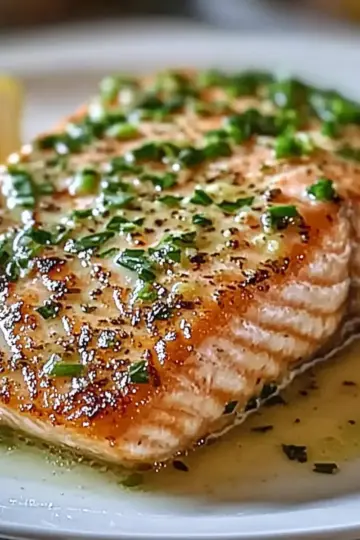 Grilled Atlantic Salmon Fillet with Garlic Butter