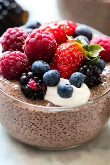 Berry Burst Chocolate Chia Pudding