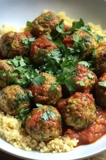Moroccan meatballs with herb couscous