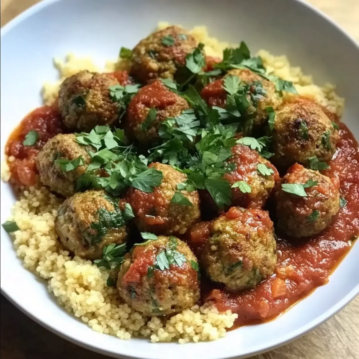 Moroccan meatballs with herb couscous