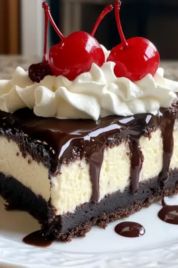 Hot Fudge Sundae Brownie Cheesecake