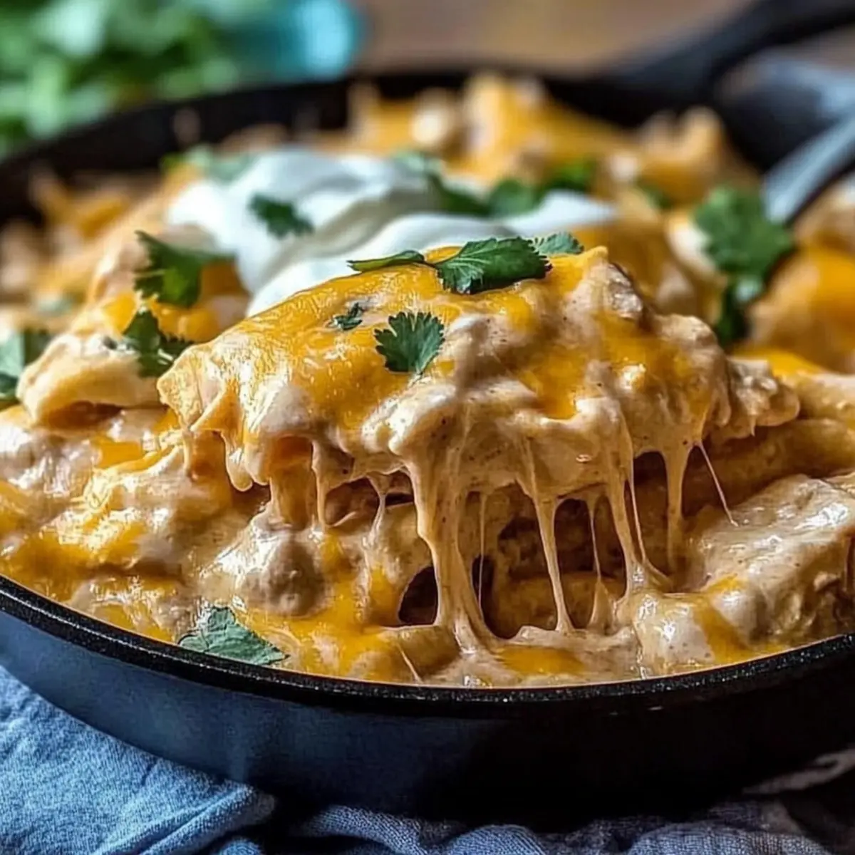Sour Cream Chicken Enchilada Skillet